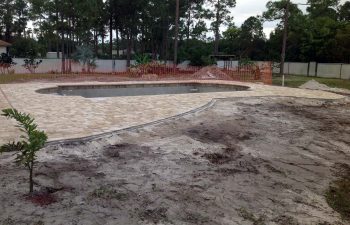 backyard swimming pool under construction - final stage