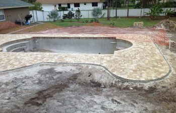 backyard swimming pool under construction -final stage